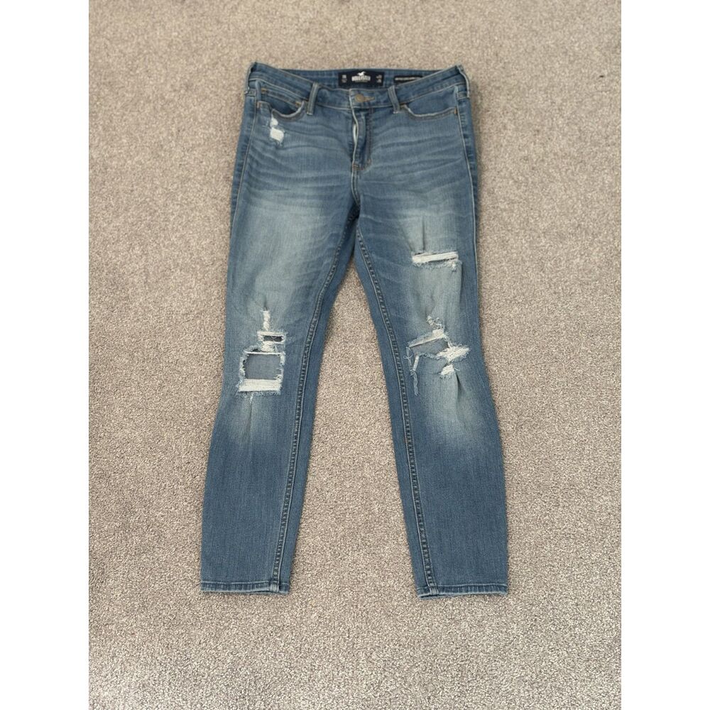 Hollister High Rise Super Skinny Crop Distressed Jeans Size 7R W28 L26